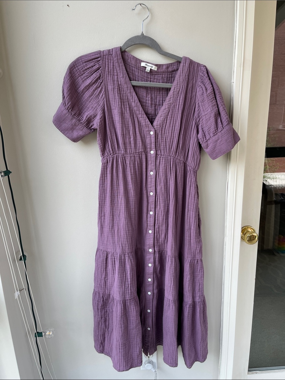 Madewell Lightspun Button-Front Tiered Midi Dress - Picture 2 of 8